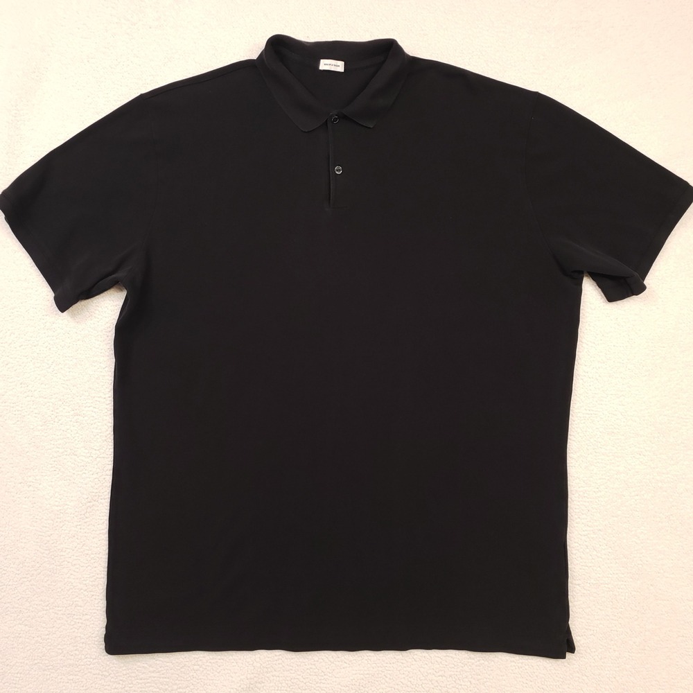 Son of a Tailor Polo Shirt Mens XL Black Supima Cotton Pique Short Sleeve